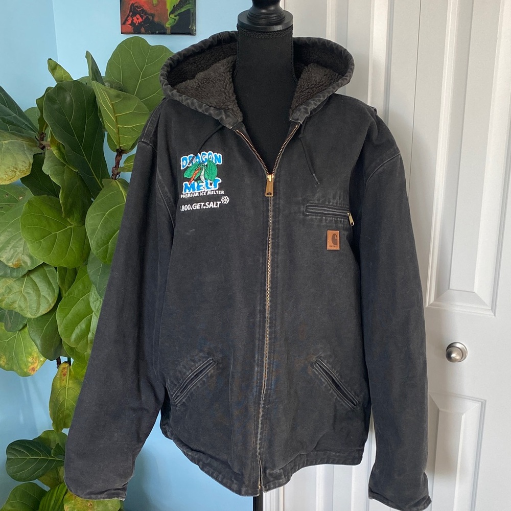 Carhartt XL Charcoal Classic Thick Fleece Sherpa Workman Jacket With Embroidery
